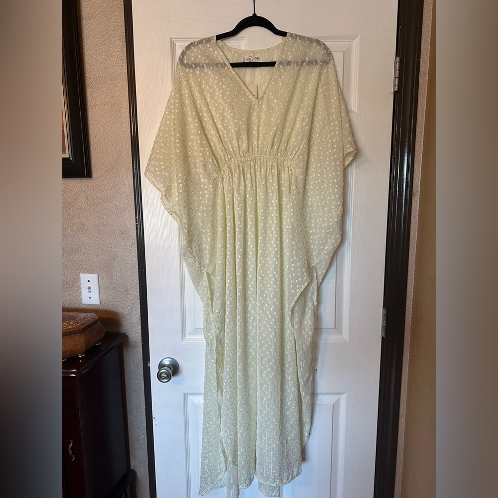 Free People Stevie Sheer Kaftan Maxi Dress Coverup Ivory One Size